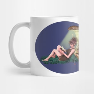 Fair faerie elf reading under toadstool Mug